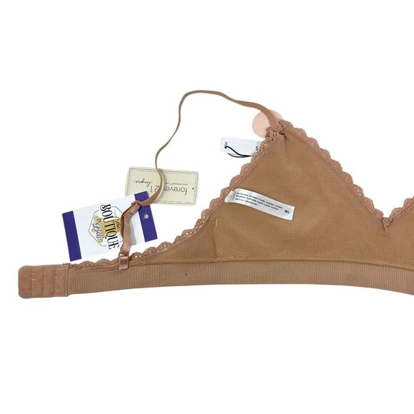 Forever 21 M/L Taupe Ribbed Seamless Bralette Lace Wireless Adjustable Straps - Picture 5 of 12